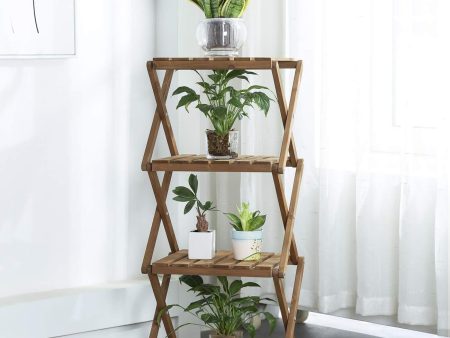 Sunnyglade 4-Tier Foldable Flower Rack Plant Stand Wood Shelf Multipurpose Utility Storage Rack Books Picture Frames Shelves for Yard Garden Patio Balcony Bedroom For Discount