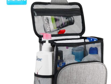 Hiverst Hanging Toiletry Bag, Shower Caddy Tote Bag (Updated Version, Full Size Bottle Compatible), Bath Organizer for College Dorms, Gym, Camp, Women Men, with Funny Luggage Tag Sale