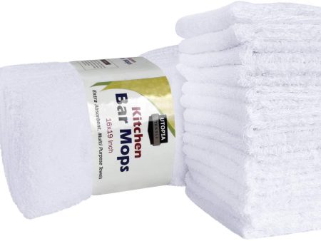 Utopia Towels 12 Pack Kitchen Bar Mop Towels 16 x 19 inches, White Bar Towels and Cleaning Towels Online now