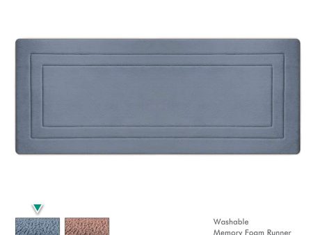 Ellendi Long Memory Foam Bath Mat and Kitchen Rug - Non-Slip Bathroom Runner, Soft and Absorbent, Washable, 24 by 60 Inches, Blue Discount