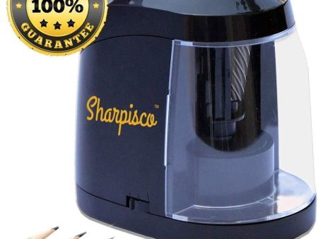 Sharpisco™ Electric Pencil Sharpener Best Compact - For School, Home and Office - Batteries USB or AC adapter - Helical Blade for Fast Sharpen - Autostop - 3 Sharpening Settings Online Hot Sale