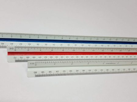 Triangular Engineering Scale Ruler by Ferocious Viking with Color-Coded Grooves with Fractions of an inch 1:10, 1:20, 1:30, 1:40, 1:50, 1:60 Cheap