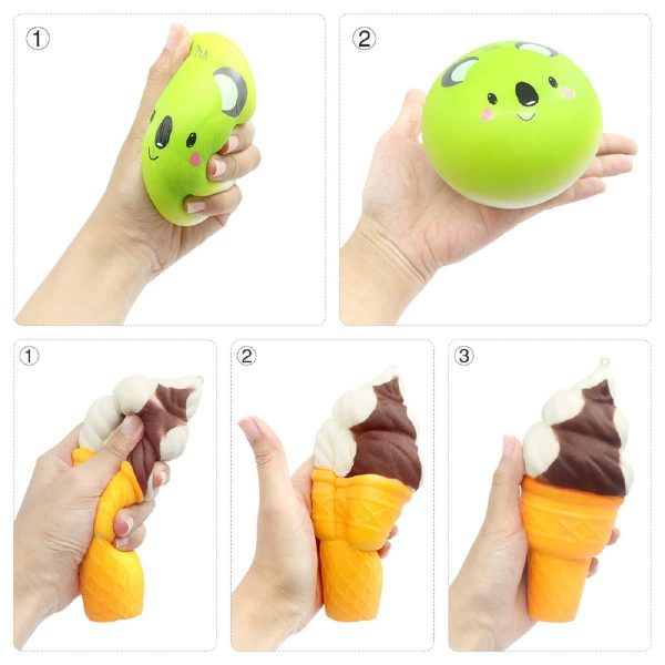 UMIKU 5pcs Squishy Jumbo Squishies Peach Lemon Ice Cream Bun French Fries Squishies Slow Rising Squishy Kawaii Scented Charms Hand Wrist Squishy Toys Supply