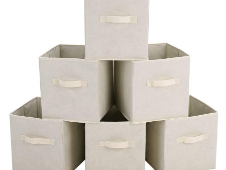 SONGMICS Storage Bins Cubes Baskets Containers with Dual Non-Woven Handles for Home Closet Bedroom, Drawer Organizers, Flodable, Gray, Set of 6, 10 x 10 x 11 Inches UROB26G Hot on Sale