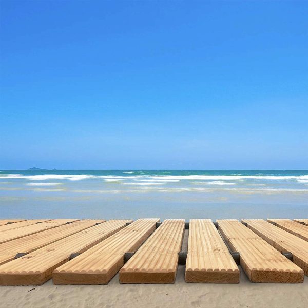 Reliancer 8  Wooden Garden Pathway Weather-resistant Straight Walkway Roll Out Cedar Outdoor Patio Path Rustic Decorative Garden Boardwalk Walkways Roll Up Beach Wood Road Floor Wedding Party Pathways Fashion