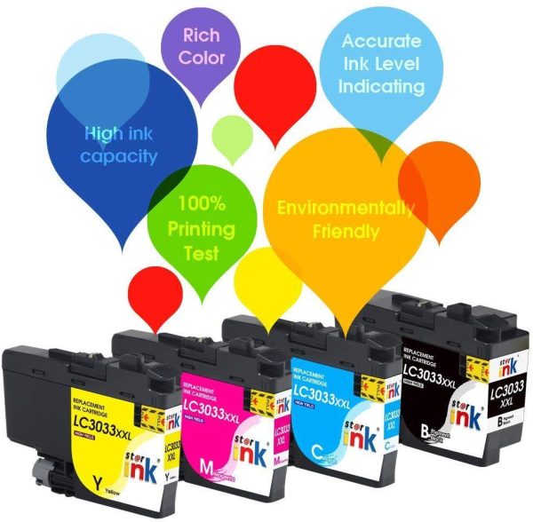 Starink Compatible Ink Cartridge Replacement for Brother LC3033 LC3033XXL Work for MFC-J995DW Printer BK C M Y Sale