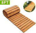 Reliancer 8  Wooden Garden Pathway Weather-resistant Straight Walkway Roll Out Cedar Outdoor Patio Path Rustic Decorative Garden Boardwalk Walkways Roll Up Beach Wood Road Floor Wedding Party Pathways Fashion