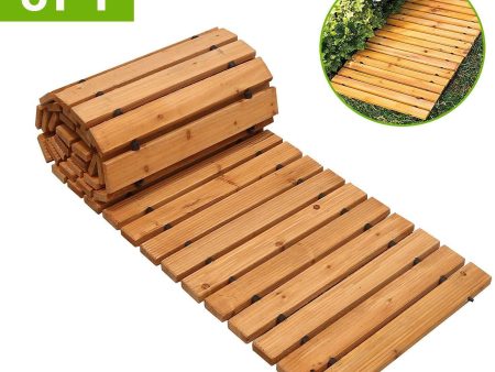 Reliancer 8  Wooden Garden Pathway Weather-resistant Straight Walkway Roll Out Cedar Outdoor Patio Path Rustic Decorative Garden Boardwalk Walkways Roll Up Beach Wood Road Floor Wedding Party Pathways Fashion