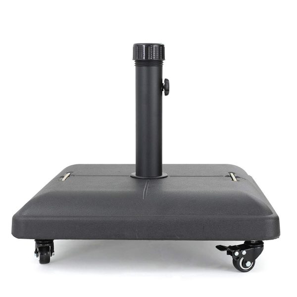 Great Deal Furniture | Hercules | Concrete Umbrella Base with Wheels | Square | 80LBS | in Black For Sale