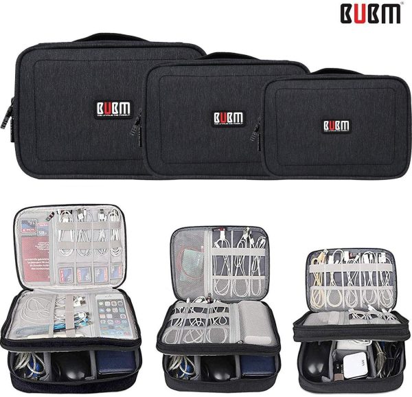 BUBM Electronic Organizer, Hard Shell Travel Gadget Case with Handle for Cables, USB Drives, Power Bank and More, Fit for iPad Mini Cheap