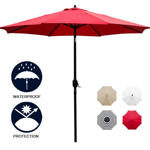 Sunnyglade 11Ft Patio Umbrella Garden Canopy Outdoor Table Market Umbrella with Tilt and Crank (Black and White) For Discount