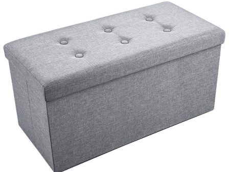 Sable Storage Ottoman Folding Bench with Highly Elastic Sponge Filling, Linen Foot Stool, Foldable Seat Bench & Footrest, Bed Bench, 30 x 15 x 15 in - Gray on Sale