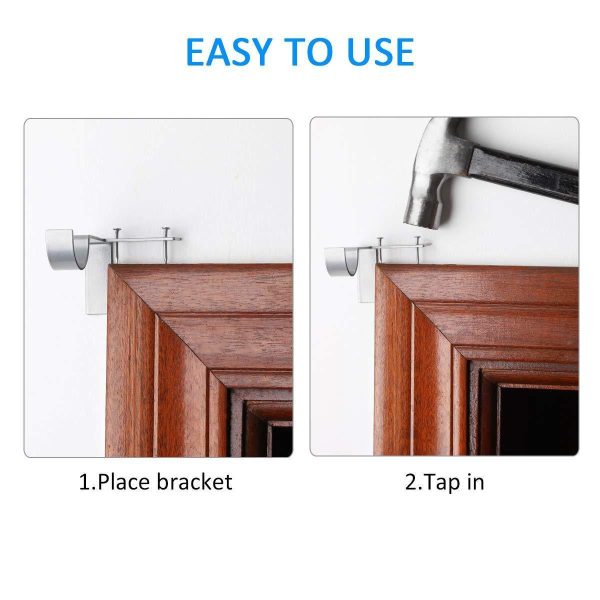 Yoaokiy Single Curtain Rod Brackets, 1Pair, Silver, Curtain Rod Holders Tap Right Into Window Frame - Adjustable Curtain Rod Brackets for Window Bedroom Decoration Cheap