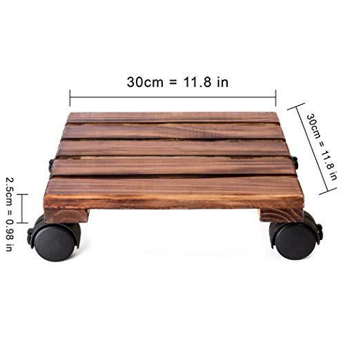 DECOLUXES (2 Pack) Plant Caddy Wooden Stand Wheels Indoor 12 Inch Heavy Duty Square Lockable Patio Outdoor Roller Flower Pot (Torched Wood) Online now