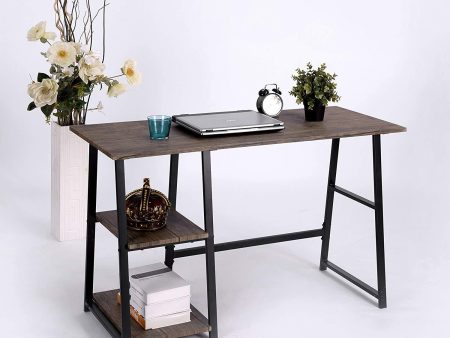 Vintage Brown Finish Computer Writing Study Trestle Desk Modern Vintage Home Office Online now