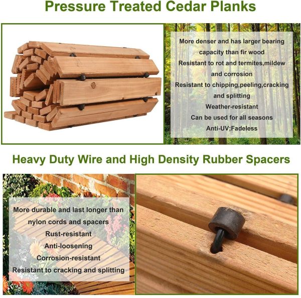 Reliancer 8  Wooden Garden Pathway Weather-resistant Straight Walkway Roll Out Cedar Outdoor Patio Path Rustic Decorative Garden Boardwalk Walkways Roll Up Beach Wood Road Floor Wedding Party Pathways Fashion