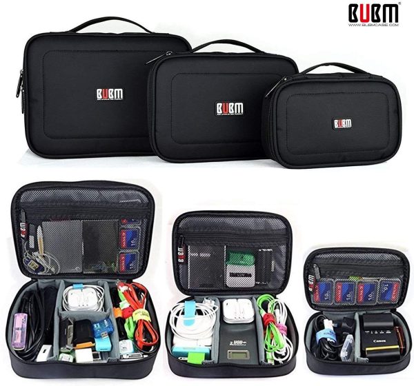 BUBM Electronic Organizer, Hard Shell Travel Gadget Case with Handle for Cables, USB Drives, Power Bank and More, Fit for iPad Mini Cheap