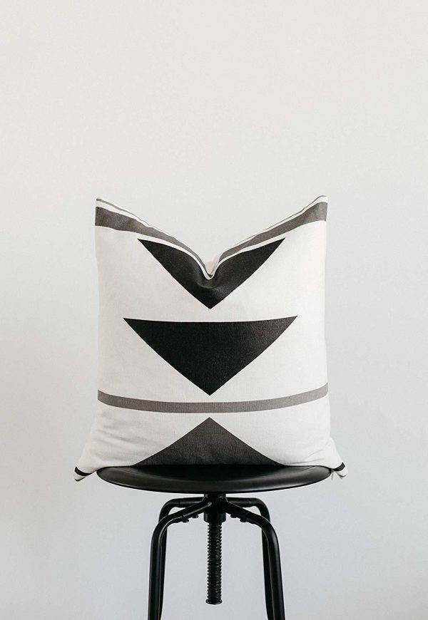 Woven Nook Decorative Throw Pillow Covers ONLY for Couch, Sofa, or Bed Set of 4 18x18 20x20 and 22x22 inch Modern Design 100% Cotton Black White Geometric Faux Leather Zulu Set (18   x 18  ) Online now