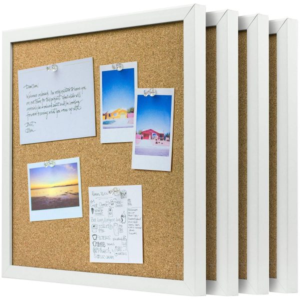 OrgaNice Cork Board Bulletin Board - 4X Beautifully Framed 12 x 12-Inch Tiles - Reinforced Frame - Zero Flaking - Start Your Dream Project - Mounting Hardware Included - Bonus 10x Push Pins Discount