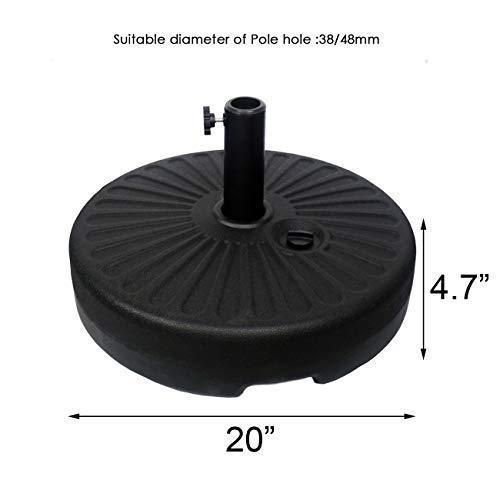 Sunnyglade Heavy Duty 23L Round 20  Water Filled Patio Outdoor Umbrella Base Stand Weight with Steel Umbrella Holder Suit for Dia 38mm or 48mm Umbrella Pole (Black) on Sale