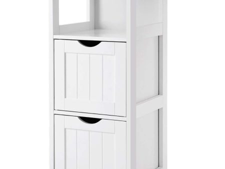 VASAGLE UBBC42WT Floor Cabinet Multifunctional Bathroom Storage Organizer Rack Stand, 2 Drawers, White Online Hot Sale