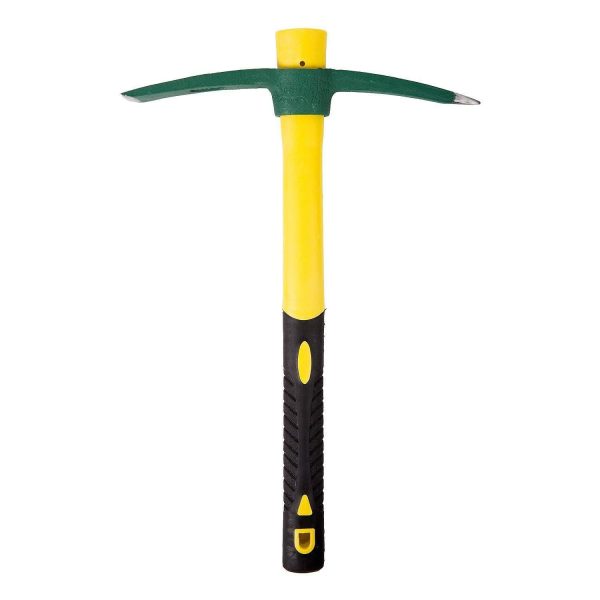 Pick Mattock Hoe, KINJOEK Forged Weeding Garden Pick Axe with 15 Inch Fiberglass Handle for Loosening Soil, Gardening, Camping or Prospecting on Sale