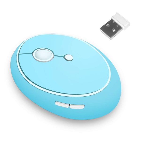 SUPSOO V50 Wireless Mouse Cute Design, 2.4G Ergonomic Optical Mouse with USB Nano Receiver for Right Hand Use, Battery Included, 1600 DPI, 6 Buttons for PC, Tablet, Computer, Laptop (Blue) Supply