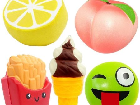 UMIKU 5pcs Squishy Jumbo Squishies Peach Lemon Ice Cream Bun French Fries Squishies Slow Rising Squishy Kawaii Scented Charms Hand Wrist Squishy Toys Supply