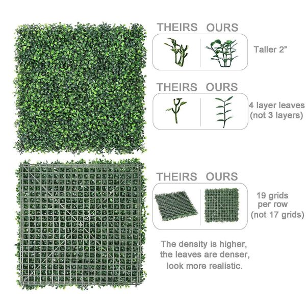 Sunnyglade 12PCS 20 x20  Artificial Boxwood Panels Topiary Hedge Plant, Privacy Hedge Screen, UV Protected Faux Greenery Mats Suitable for Outdoor, Indoor, Garden, Fence, Backyard and Décor (12PCS) For Discount