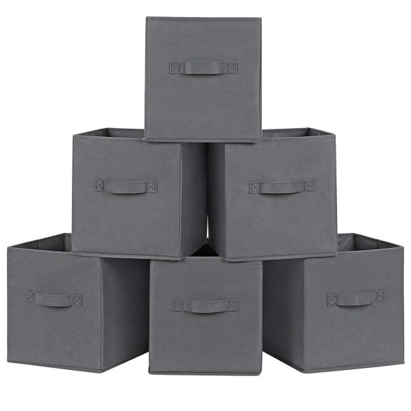 SONGMICS Storage Bins Cubes Baskets Containers with Dual Non-Woven Handles for Home Closet Bedroom, Drawer Organizers, Flodable, Gray, Set of 6, 10 x 10 x 11 Inches UROB26G Hot on Sale