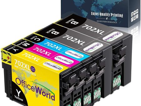 OfficeWorld Remanufactured Ink Cartridege Replacement for Epson 702 702XL 702 XL T702XL Used for Workforce Pro WF-3720 WF-3730 WF-3733 All-in-One Printer, 5 Pack(2BK 1C 1Y 1M) Hot on Sale