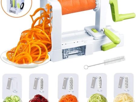 New 4-in-1 Vertical Vegetable Slicer, Rotating Adjustable Blades, Heavy Duty Veggie Spiralizer with Strong Suction Cup, for Low Carb,Paleo,Gluten-Free Meals (Free Cleaning Brush) by Chugod Hot on Sale