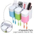 iHave Toothbrush Holder Wall Mount 3 Cups Electric Toothbrush Storage Set- No Drill or Nail Needed (3 Color Toothbrush Holder) Hot on Sale