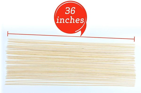 50 PCS | Marshmallow Bamboo ROASTING STICKS | 36 Long 5 mm Thick Extra Long Heavy Duty | Semi-Dulled Point SAFE FOR KIDS | 100% BIODEGRADABLE, NO CLEANING, NO SOAKING Online Hot Sale