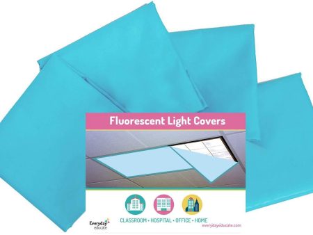 Fluorescent Light Covers Cozy Shades - Softening Light Filter, Light Diffuser for Game Room, Classroom, Office, Kids Bedrooms, or Hospital Room 48 x 24 inches - Set of 4 - Tranquil Sky Blue Fashion