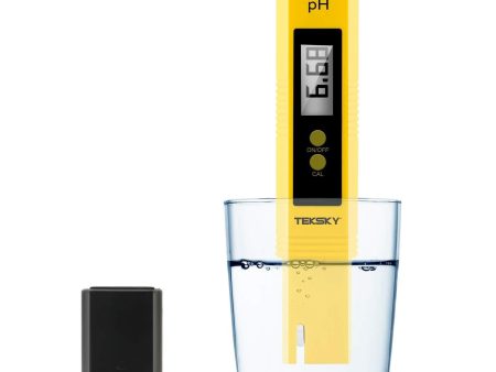 TekSky Digital pH Meters - 0.01pH Accuracy, 0-60 Celsius, 0-14 PH Measurement Range - Food Brewing Drinking Hydroponics Aquariums Pools Spa - Calibration Powders, Sensitive Probe Design with ATC Online Sale