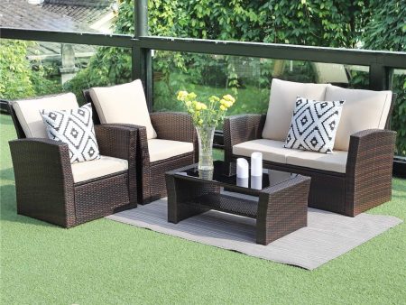 Wisteria Lane 5 Piece Outdoor Patio Furniture Sets, Wicker Ratten Sectional Sofa with Seat Cushions,Gray For Sale