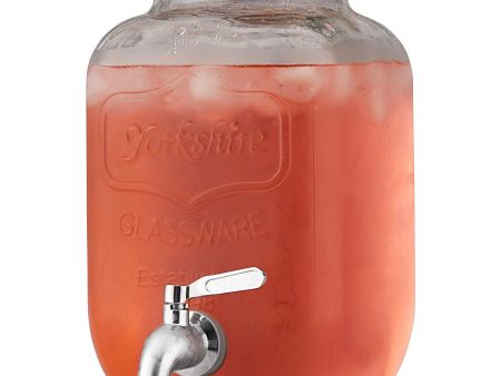 1 Gallon Glass Beverage Dispenser with Metal Spigot - Yorkshire Mason Jar Glassware with Wide Mouth Metal Lid - Great for Iced Tea, Kombucha Fermenting, Juice, Beer, Wine and Liquor For Sale