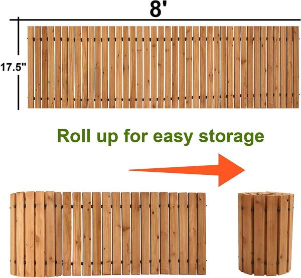 Reliancer 8  Wooden Garden Pathway Weather-resistant Straight Walkway Roll Out Cedar Outdoor Patio Path Rustic Decorative Garden Boardwalk Walkways Roll Up Beach Wood Road Floor Wedding Party Pathways Fashion