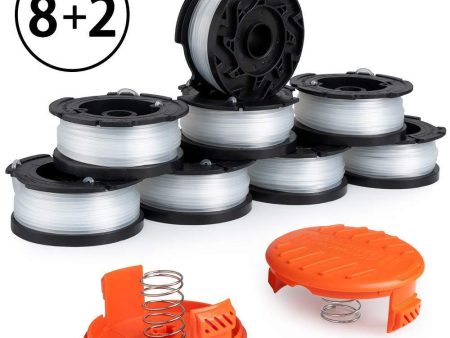 X Home Weed Eater Replacement Spools Compatible with Black Decker AF-100 LST420 GH900 String Trimmer, 30ft 0.065 inch Edger Spools Refills Line Parts, RC-100-P Covers (8 Spools, 2 Caps, 2 Springs) Discount