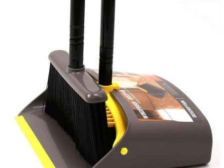 TreeLen Dust Pan and Broom Dustpan Cleans Broom Combo with 40  52  Long Handle for Home Kitchen Room Office Lobby Floor Use Upright Stand up Dustpan Broom Set (A Yellow Broom Set) Online Sale