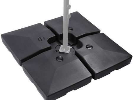 Sunnyglade 4pcs 200LB Square Patio Umbrella Base Water Filled Umbrella Stand Suitable for All Kinds of Cross Tiles (Black) on Sale