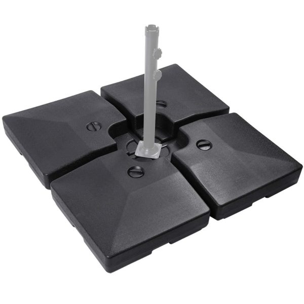 Sunnyglade 4pcs 200LB Square Patio Umbrella Base Water Filled Umbrella Stand Suitable for All Kinds of Cross Tiles (Black) on Sale