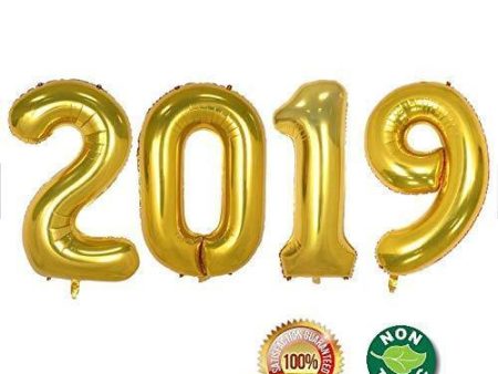 2019 Happy New Year Balloons | 40-inch Gold 2019 Number Foil Large Balloons | Perfect for New Year’s Party Events as Balloon Decorations Supply