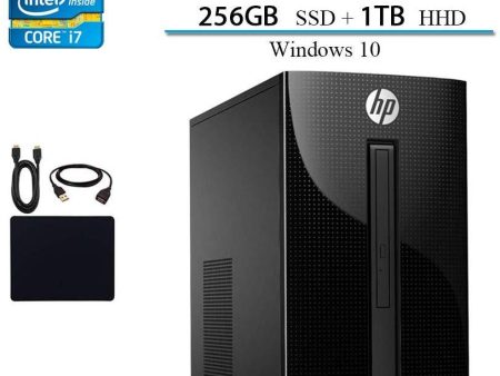 2019 Newest HP Premium Desktop Computer, Intel 4-Core i7-7700T, 2.9GHz, Up to 3.8GHz, 16GB RAM, 1TB HDD, 256GB SSD, DVD Drive, WiFi, Bluetooth, HDMI, VGA, RJ-45, Wind 10 Home w Hesvap Accessories For Discount