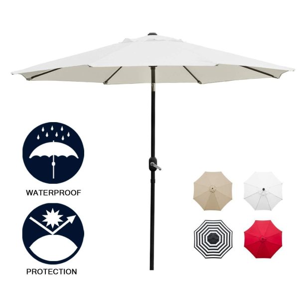 Sunnyglade 11Ft Patio Umbrella Garden Canopy Outdoor Table Market Umbrella with Tilt and Crank (Black and White) For Discount