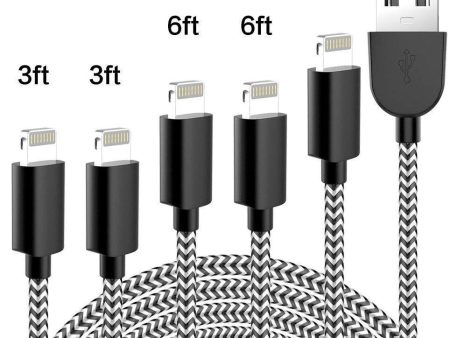 TNSO MFi Certified iPhone Charger Lightning Cable 5Pack(3FT 3FT 6FT 6FT 10FT) Extra Long Nylon Braided USB Fast Charging&Syncing Cord Compatible iPhone Xs MAX XR X 8 Plus 7 Plus 6s Plus Sliver Gray Online Sale