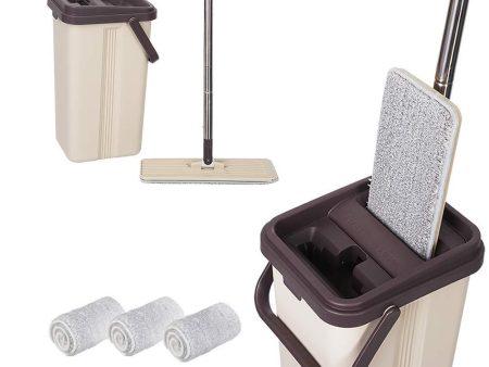 BOOMJOY Squeeze Flat Mop, 1 Bucket, Wet Dry Floor Cleaning Hand Free, 3 Reusable Mop Pads, Stainless Steel Handle Online Sale