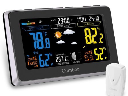 Cumbor Weather Stations with Wireless Indoor Outdoor Sensor, Black Discount