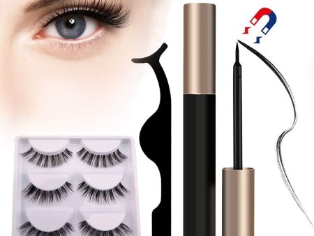 Coolours Magnetic Eyeliner and Lashes Magnetic Eyelashes Kit False Lashes 3 pairs with Tweezers For Discount